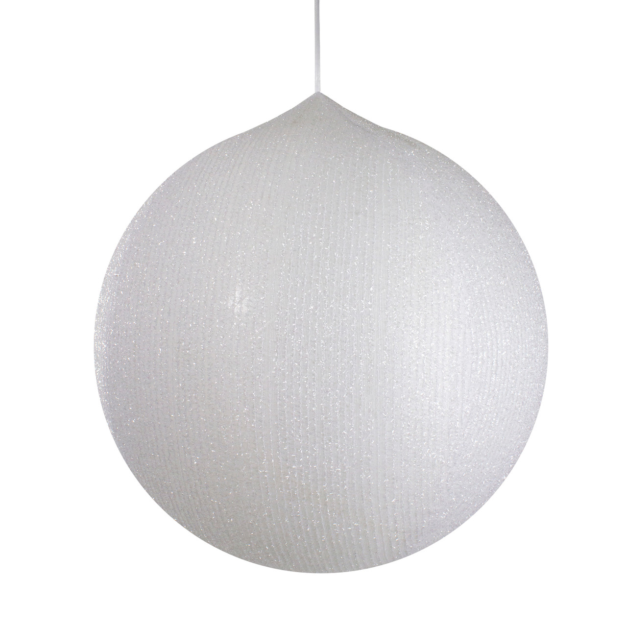Tinsel Inflatable Christmas Ball Ornament Outdoor Commercial Decoration - 19.5" - White