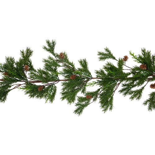 Real Touch?? Cypress and Pinecone Artificial Christmas Garland - 6' x 8" - Unlit