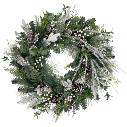 Real Touch?? Frosted Pinecones and Berries Christmas Wreath - 36" - Unlit