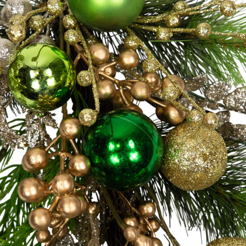 Ball Ornaments and Berries Glittered Artificial Christmas Swag - 25"