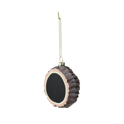 Round Chalkboard Tree Stump Glass Christmas Ornament - 3.5"