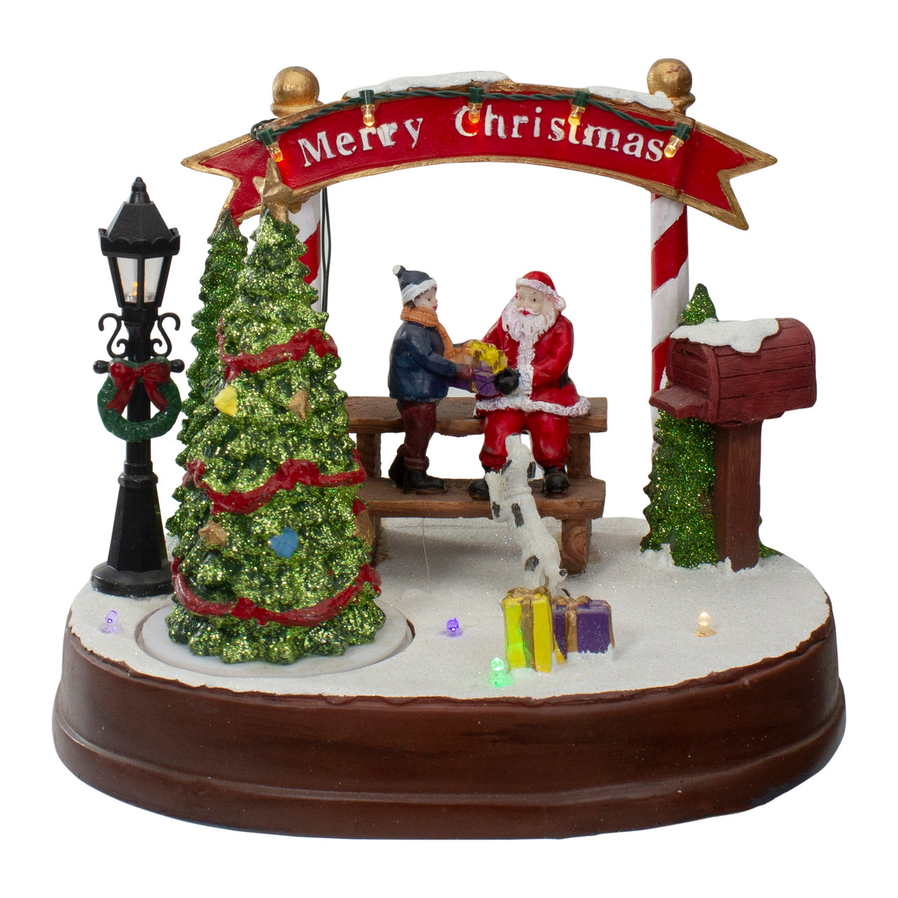 Lighted "Merry Christmas" Winter Scene with Music and a Turning Tree - 8"