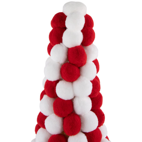 Candy Cane Plush PomPom Christmas Tree Decoration - 15" - Red and White