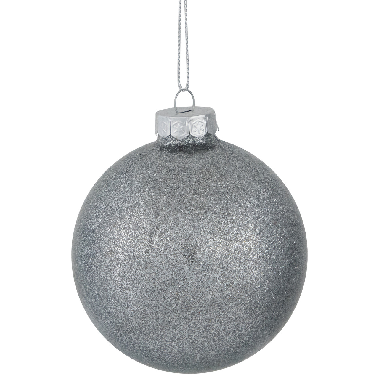 Glittered and Matte Finish Christmas Glass Ball Ornaments - 3" (80mm) - Silver - 9ct