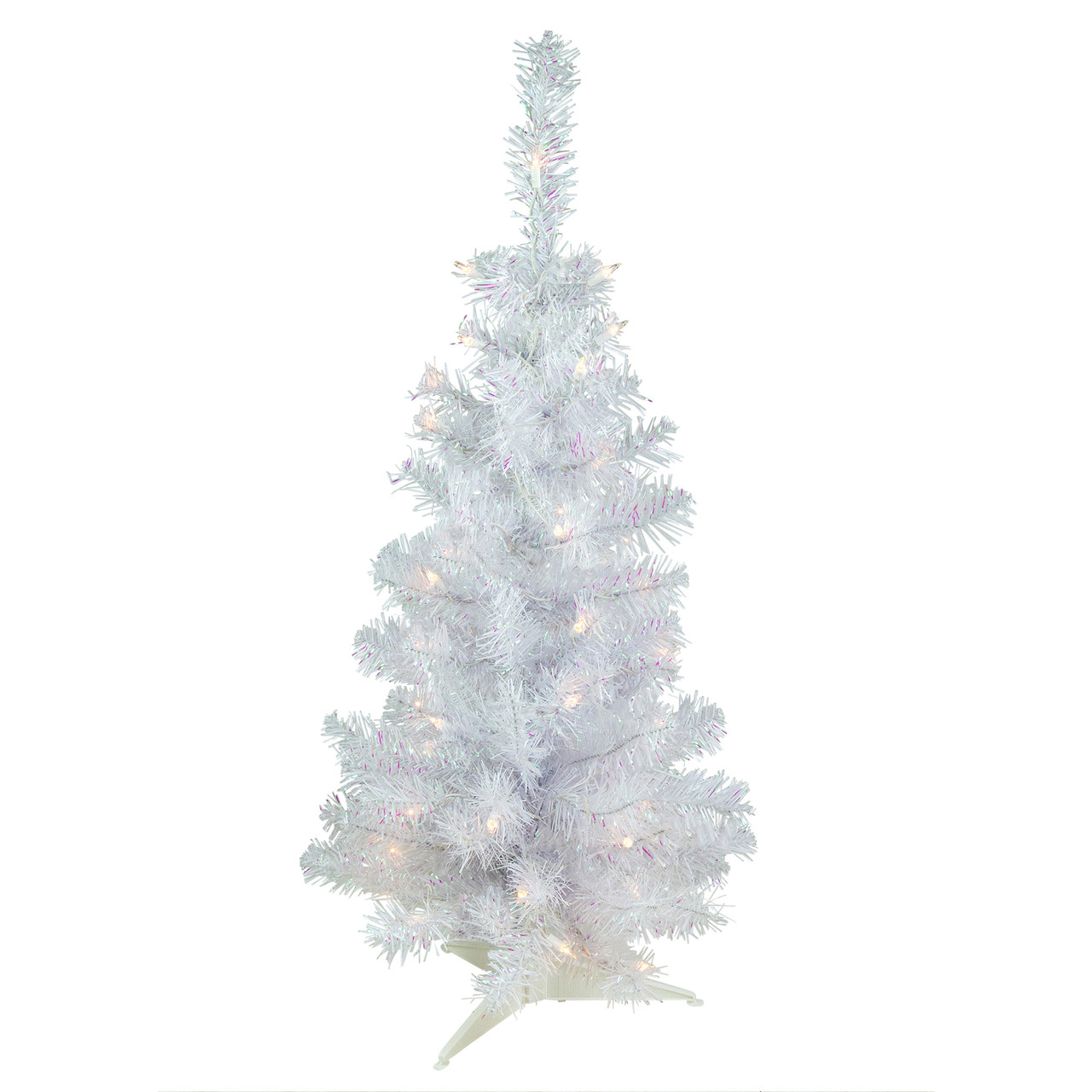 3' Pre-lit Rockport White Pine Artificial Christmas Tree, Clear Lights