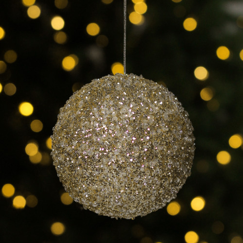 5" Gold and Silver Sequin Ball Christmas Ornament