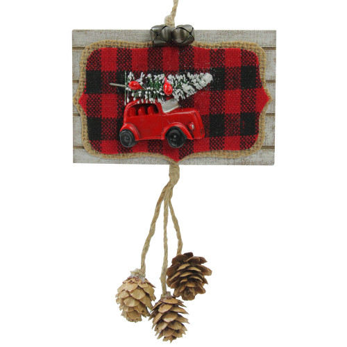 7.5" Red Truck Hauling the Christmas Tree Ornament