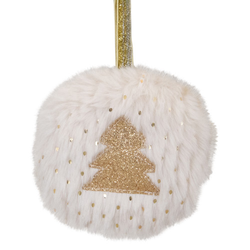 Star and Christmas Tree Disc Ornaments - 3.5" - Cream and Beige - Set of 2