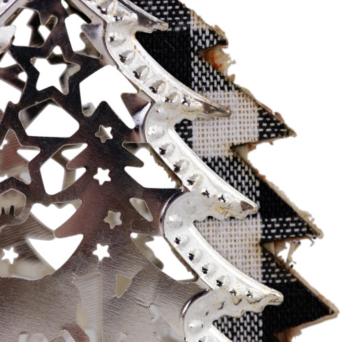 4" Black and White Buffalo Plaid  Christmas Tree with Reindeer Ornament