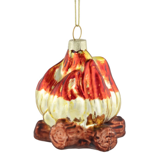 2.75" Log Campfire Glass Christmas Ornament