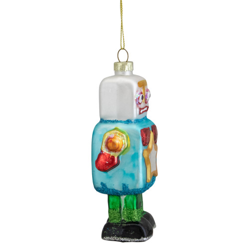 4.75" Multi-Colored Glass Robot Christmas Ornament