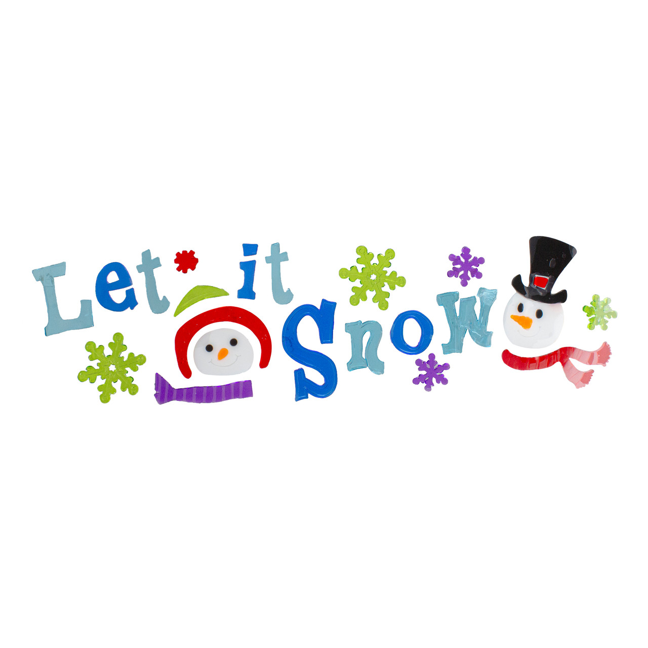 21-Piece Let It Snow Santa and Snowman Gel Christmas Window Clings