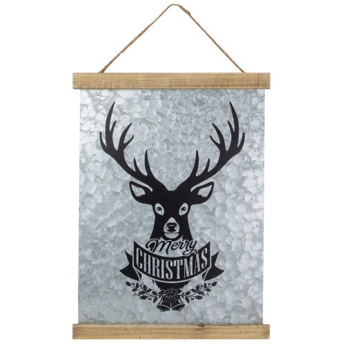 16�� Merry Christmas Reindeer Galvanized Sheet Metal Hanging Wall Sign