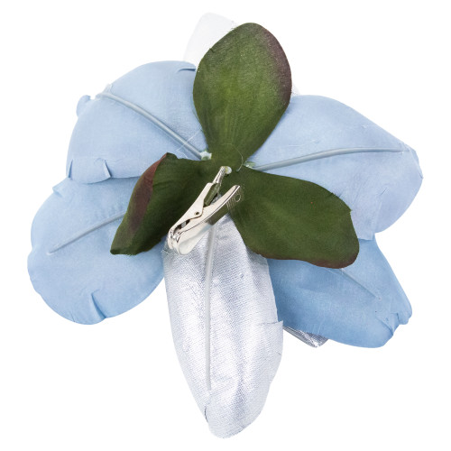 7" Iridescent Blue Artificial Magnolia Clip-On Christmas Ornament