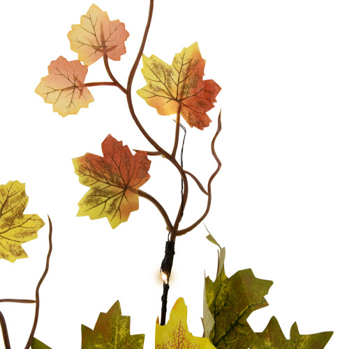 Lighted Maple Leaves Fall Harvest Spray - 30" - Warm White