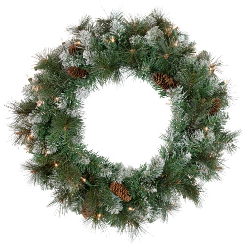 Real Touch?? Pre-Lit Snow Valley Pine Artificial Christmas Wreath - 24" - Clear Lights