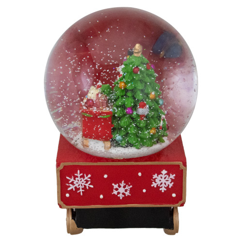 8.5" Green and Red Christmas Train Snow Globe