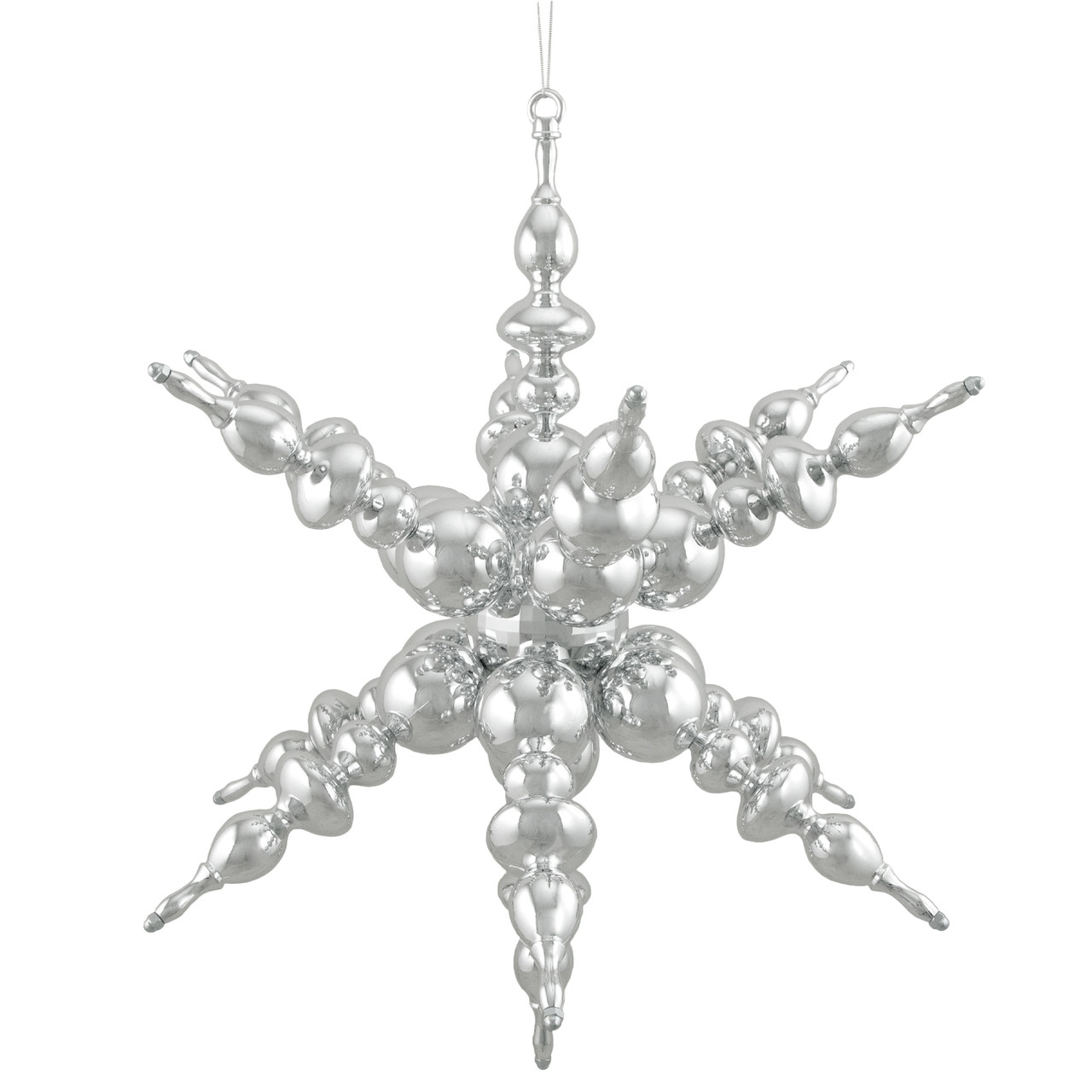 Shatterproof 3D Sunburst Snowflake Commercial Christmas Ornament - 24" - Silver