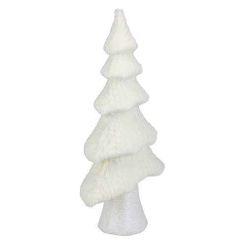 Cable Knit Christmas Tree Decoration - 16.75" - Cream