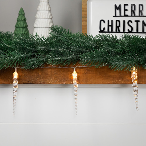Icicle String Christmas Light Set - Warm White - 4.5' Clear Wire - 10ct