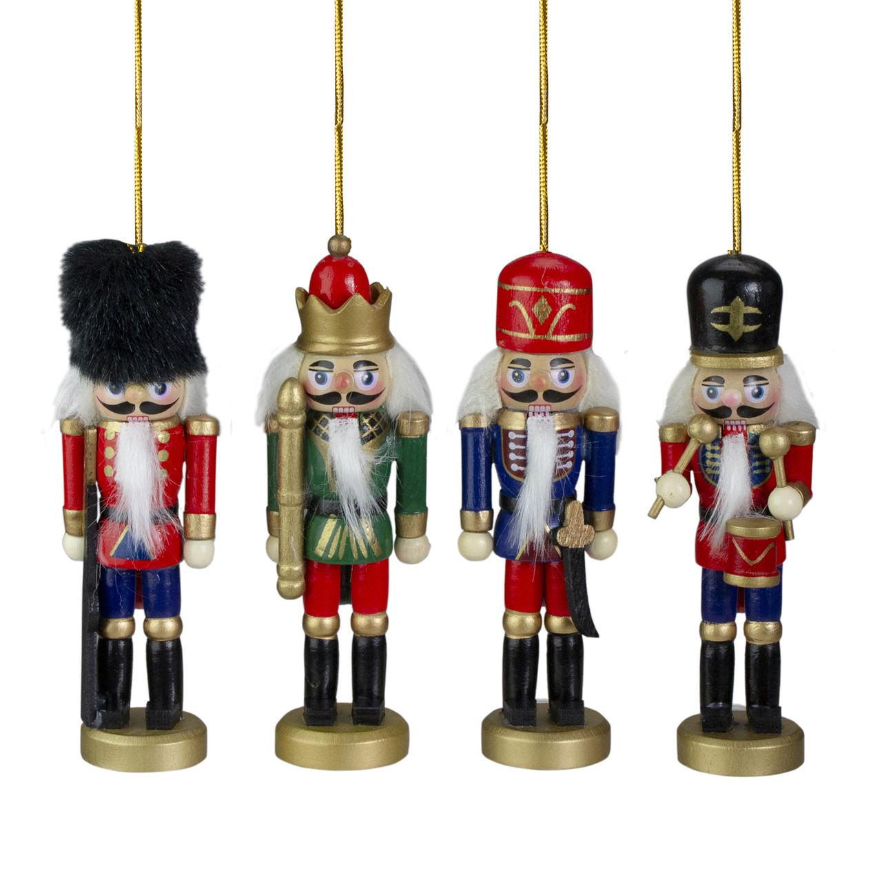 Set of 4 Assorted Classic Nutcracker Ornaments 5"