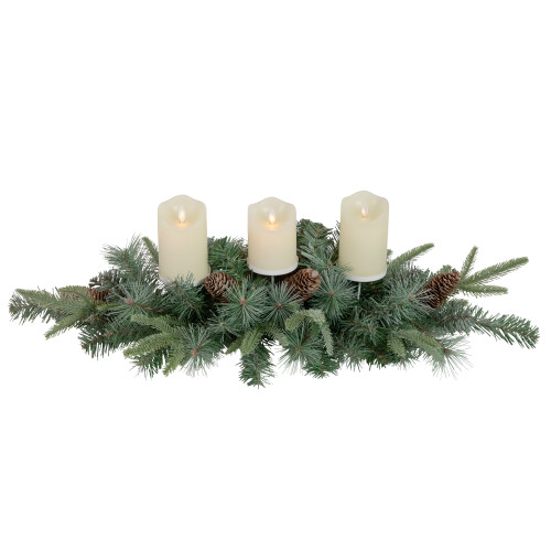 32" Artificial Mixed Pine and Pine Cones Christmas Candle Holder Centerpiece