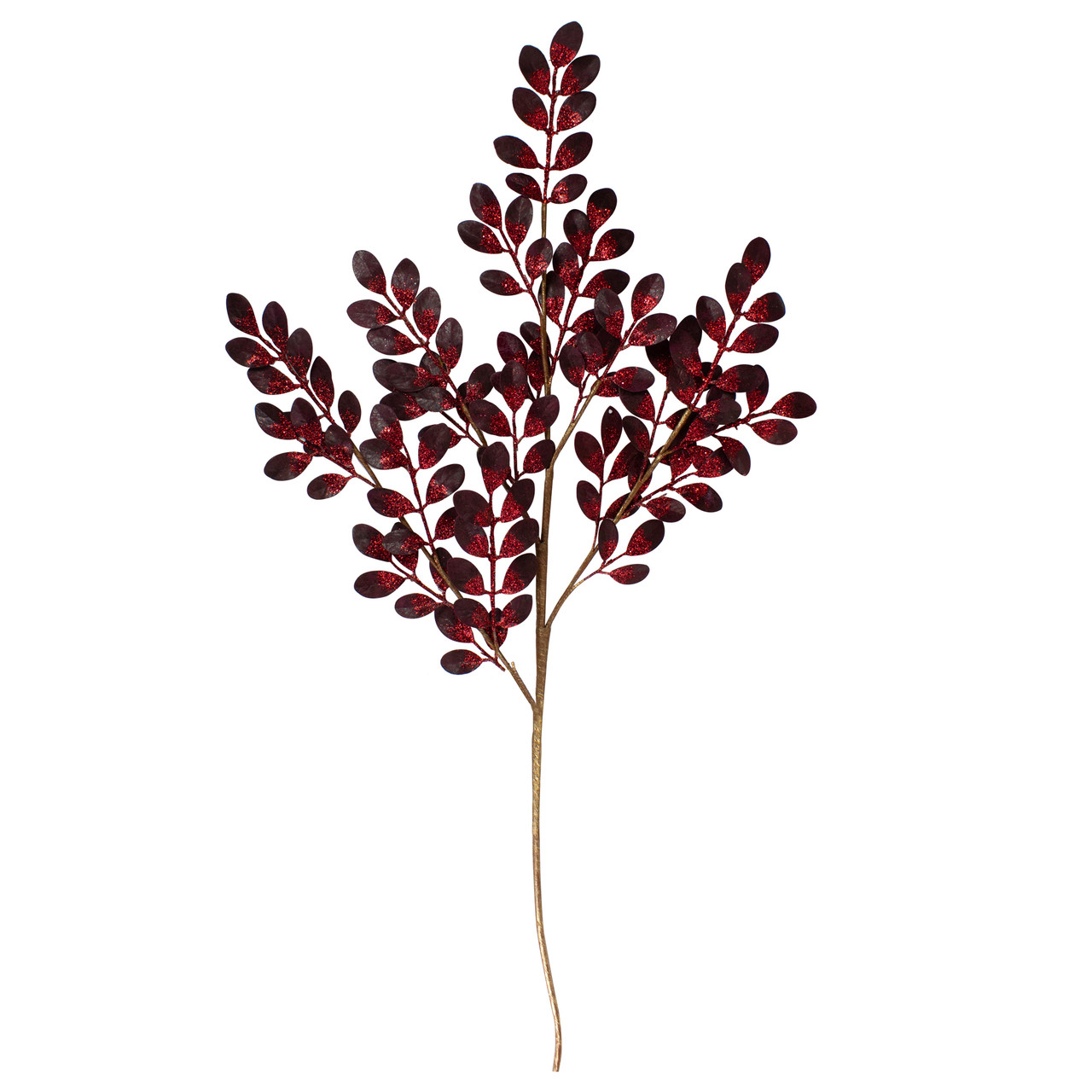 Glittered Leaves Artificial Christmas Spray - 37" - Red