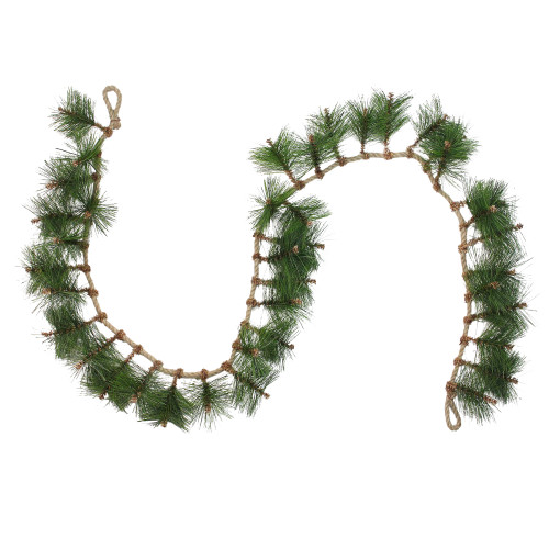 Long Needle Pine and Rope Rustic Artificial Christmas Garland - 6' x 5" - Unlit