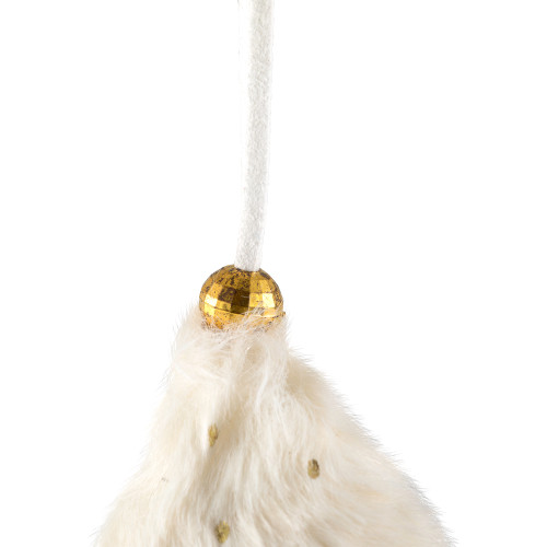 Faux Fur Star Plush Christmas Ornaments - 4.75" - Cream - Set of 4