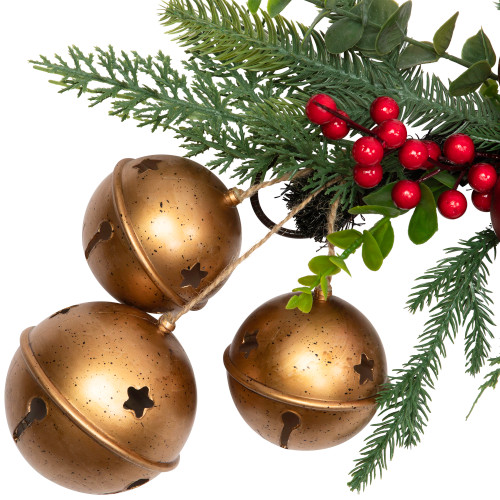 Mixed Foliage with Jingle Bells and Ornaments Artificial Christmas Garland - 6' x 8" - Unlit