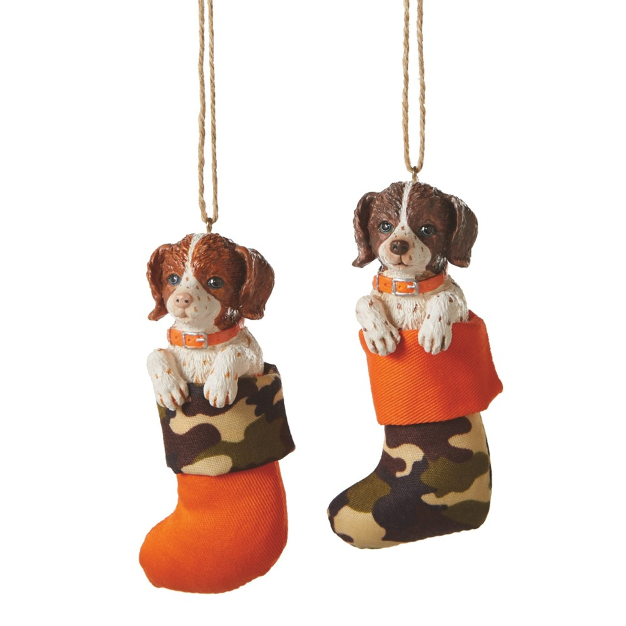 4.5" Red Haired Welsh Springer Spaniel Puppy Dog in Stocking Christmas Ornament