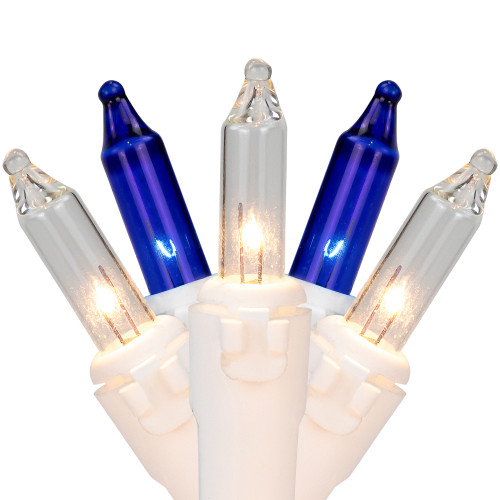 100-Count Blue & Clear Mini Christmas Lights - 21.5ft, White Wire