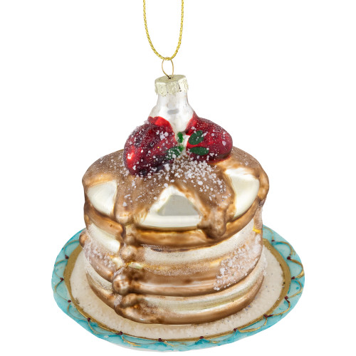 3.75" Pancakes and Syrup Glass Christmas Ornament