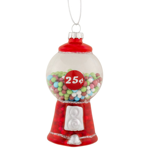 4" Retro Gumball Machine Glass Christmas Ornament