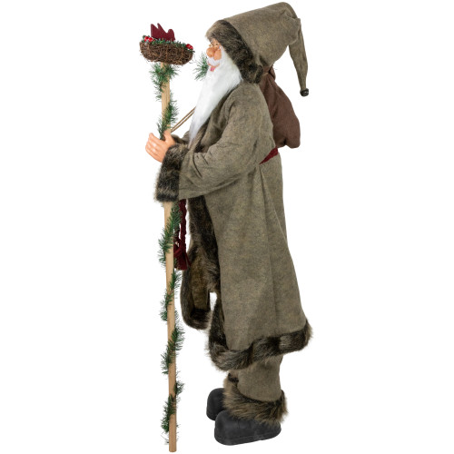 48" Olive Green Santa Claus with Gift Bag Standing Christmas Figure