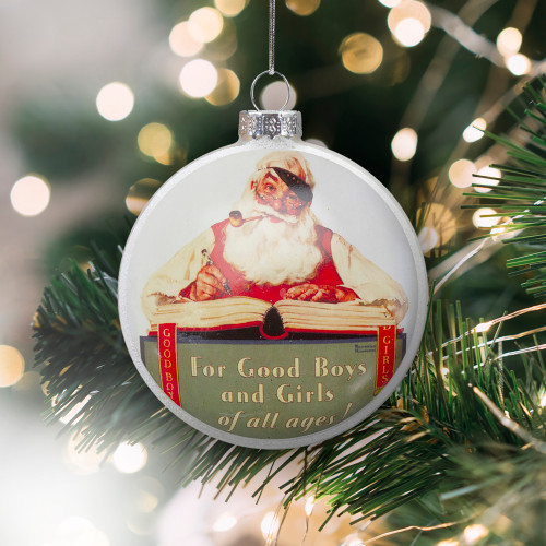 3" Norman Rockwell 'No Christmas Problem Now' Glass Disc Ornament
