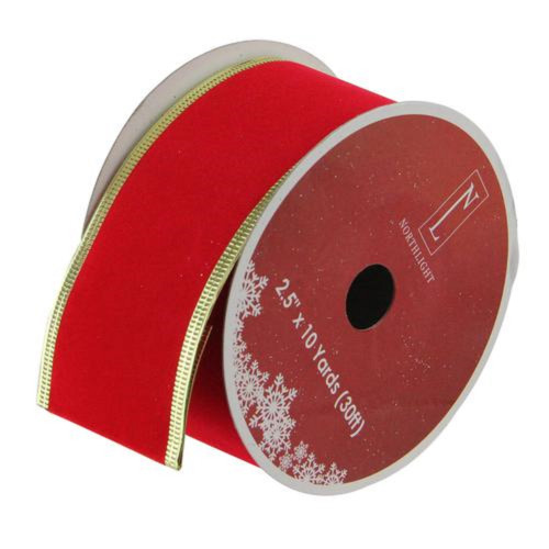 Solid Bright Red and Gold Wired Christmas Craft Ribbon 2.5 x 10 Yards
