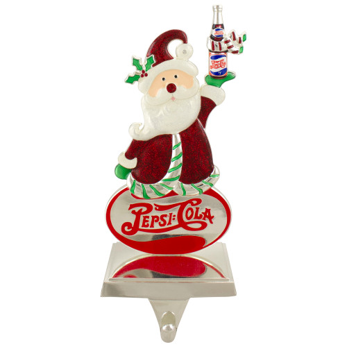 9.75" Silver Plated Pepsi-Cola Santa Claus Christmas Stocking Holder