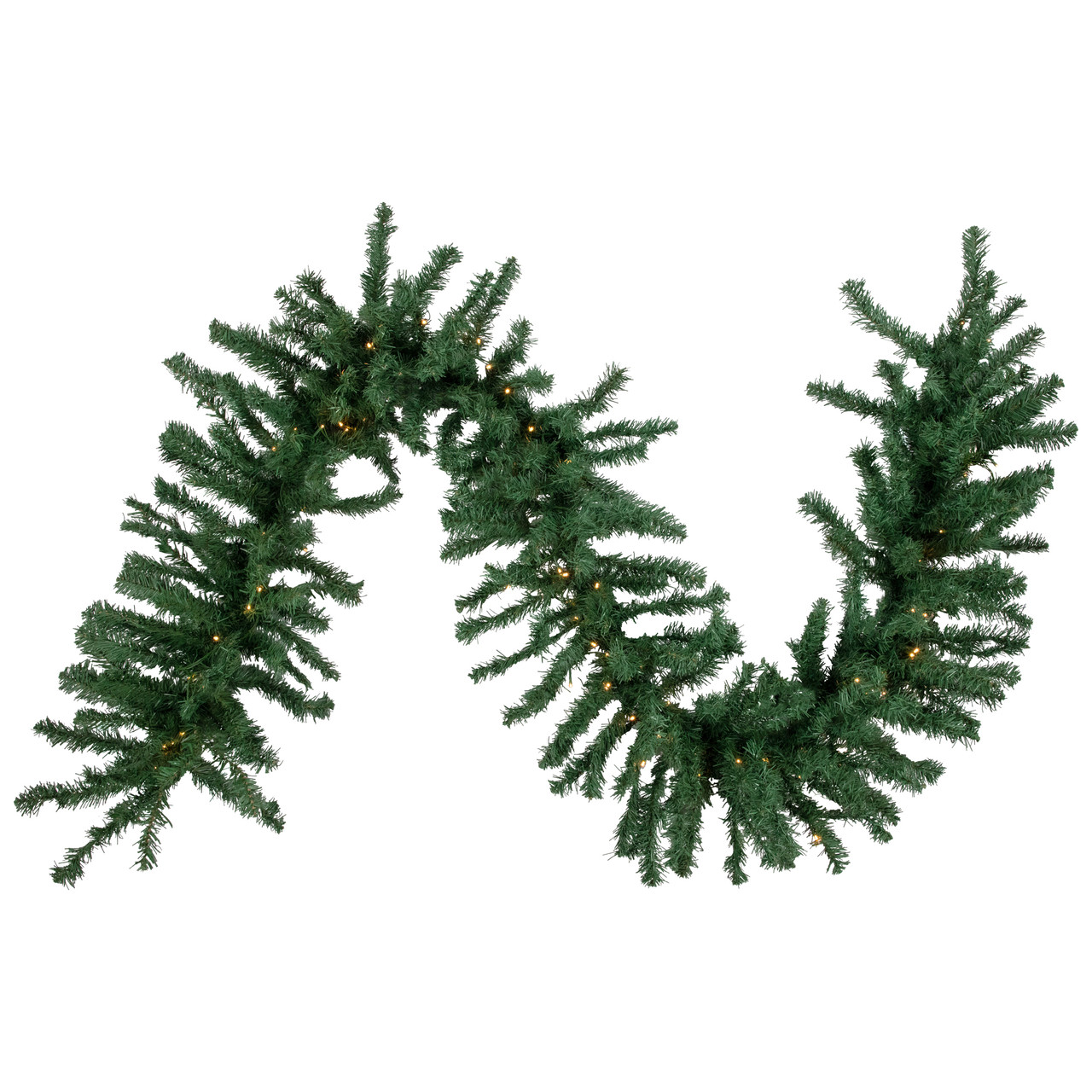27' x 20" Pre-Lit Green Artificial Pine Christmas Garland, Warm White LED Lights