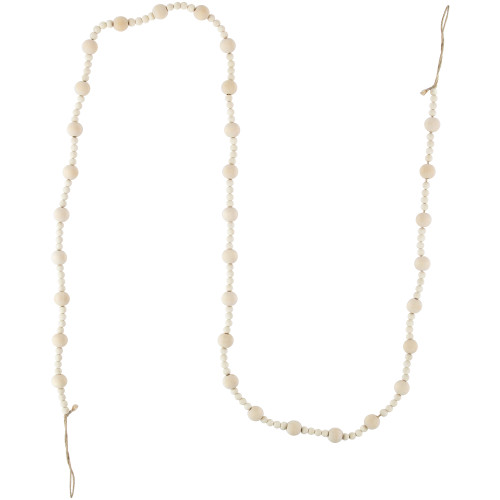 6' Cream Wooden Beads Christmas Garland, Unlit