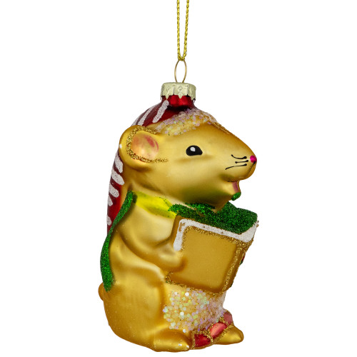 3" Caroling Mouse Glass Christmas Hanging Ornament