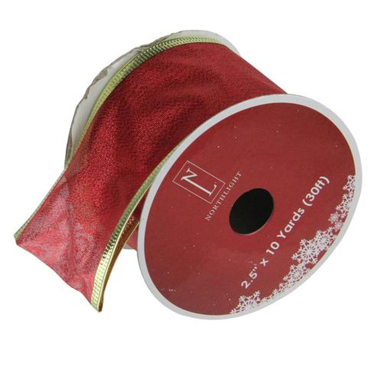 Red and Gold Solid Christmas Wired Craft Ribbon 2.5" x 10 Yards