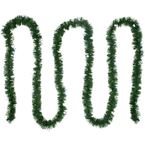 18' x 3" Pre-Lit Pine Artificial Christmas Garland, Pure White LED Faceted Lights
