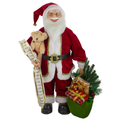 2' Standing Santa Christmas Figure with Presents and a Naughty or Nice List