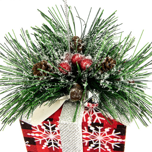 6" Black and Red Buffalo Plaid Gift Box Christmas Ornament