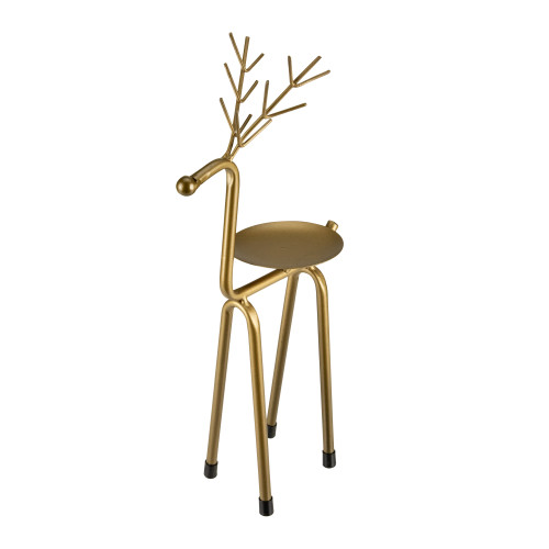 13.25" Large Bronze Reindeer Christmas Pillar Candle Holder
