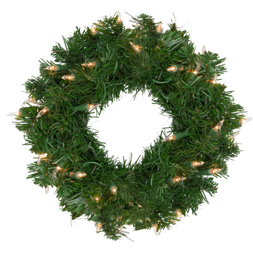 Pre-Lit Deluxe Windsor Pine Artificial Christmas Wreath - 12-Inch, Clear Lights