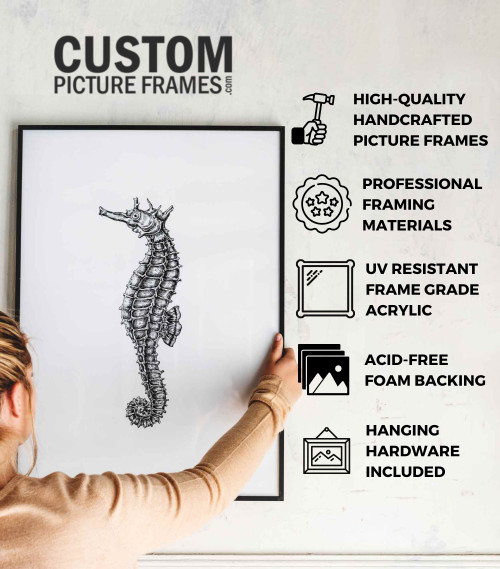 Giant Merry Christmas 6.5" x 49.5" Framed Christmas Wall Decor Art Print Sign Poster in a Black Wooden Frame with UV Acrylic and Hangers