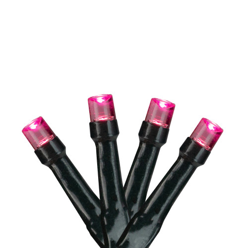 Battery Operated LED Christmas Lights - Pink - 9.5' Black Wire - 20ct