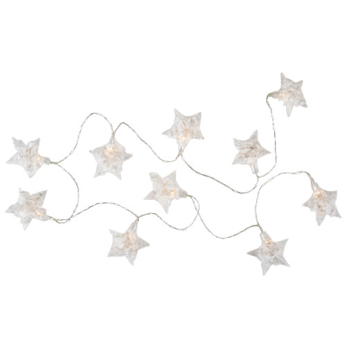 10 B/O LED Warm White Clear Star and Yarn Christmas Lights - 4.5' Clear Wire
